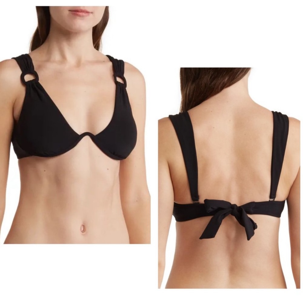 ROBIN PICCONE Kate plunge neck Bikini top XS NWT
